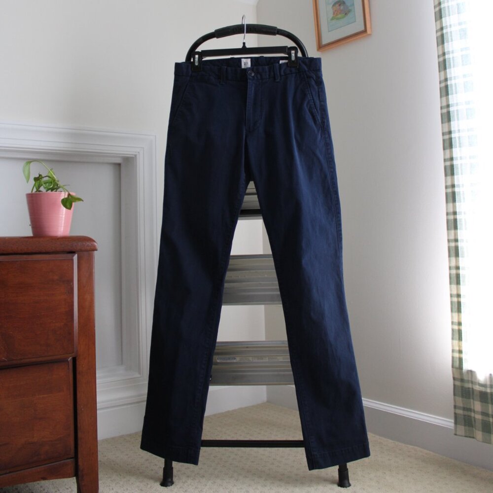 gap navy blue slim fit pants, 32x34,